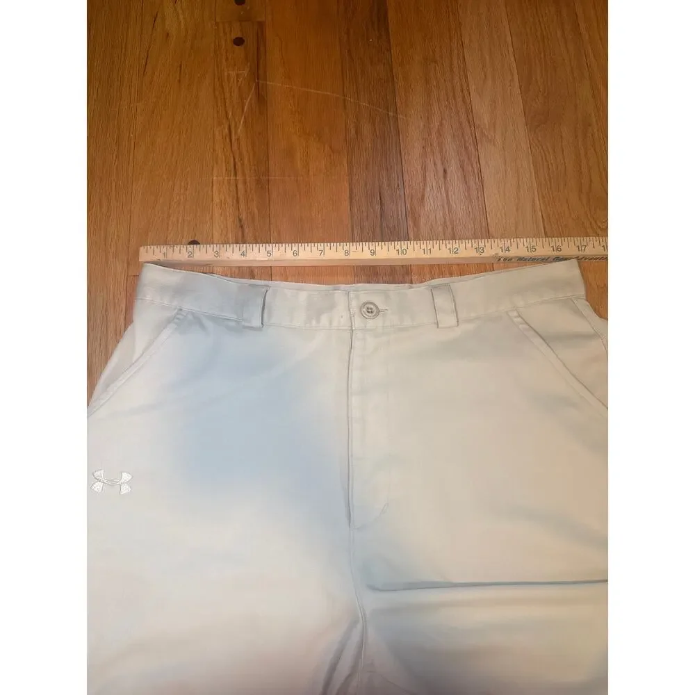 Under Armour Performance Golf Shorts Men’s 34R Khaki Stretch Flat Front VSP0130